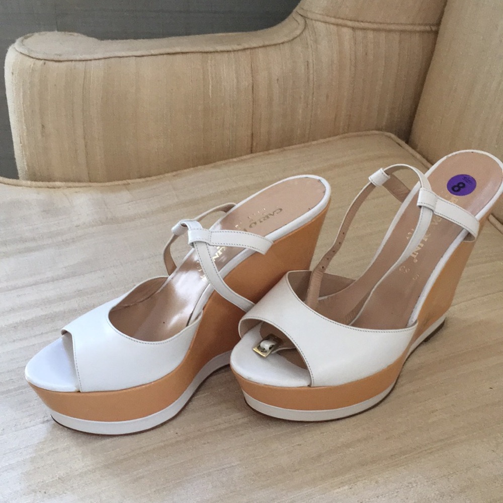 Wedges,tan and white, Carlo Pazolini,